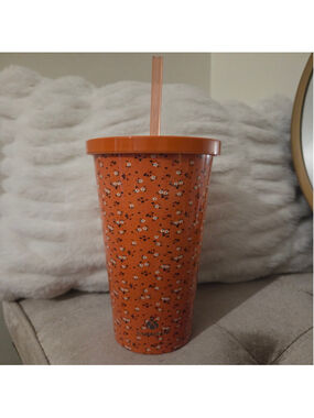 Manna Chilly Tumbler 24oz Orange Floral Stainless Steel Water Bottle